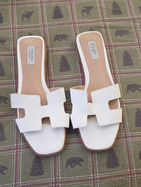 Steven By Steve Madden Shoes - Steven By Steve Madden White Cutout Slide Sandals with Square Toe